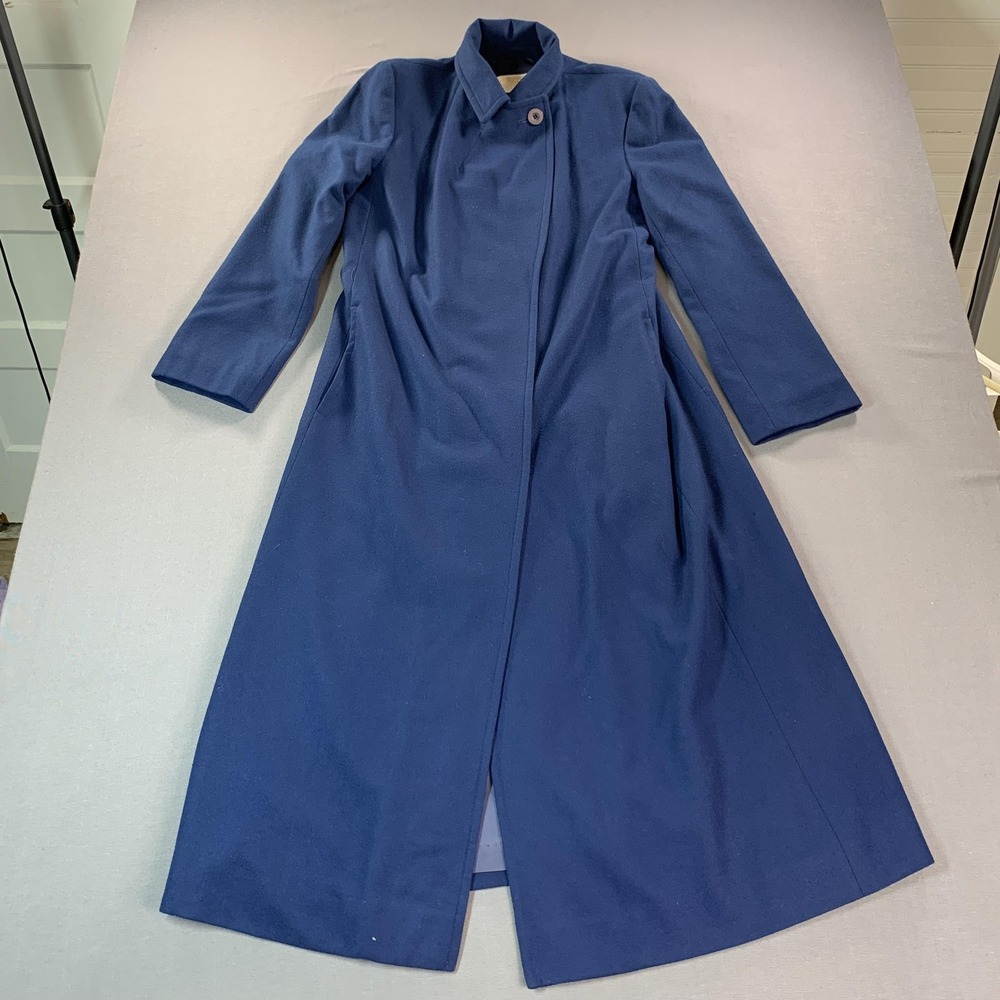 Vintage Pendleton Coat Womens 10 Blue 100% Wool‎ Long Maxi Overcoat Made USA